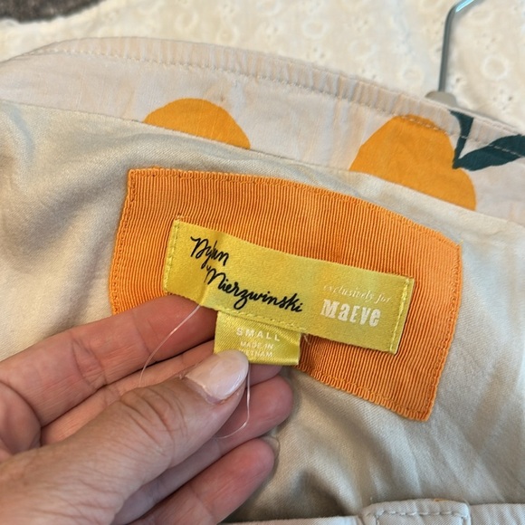 Anthropologie Maeve Dylan Mierzwinski Colette Midi Dress Sz S Cream Orange - Picture 4 of 5